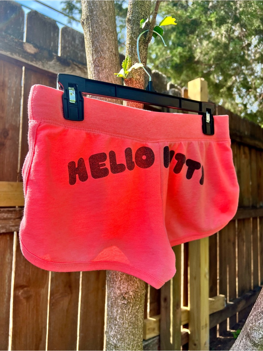 Vintage Y2K Sanrio Hello Kitty Lowrise Shorts Neon Coral orange S